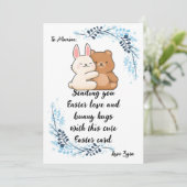 Wenskaart paasbunny Hugs Aankondiging (Staand voorkant)