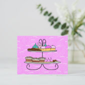 wenskaart - Party Girls - High Tea - cupcakes Briefkaart (Staand voorkant)