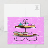 wenskaart - Party Girls - High Tea - cupcakes Briefkaart (Voorkant / Achterkant)
