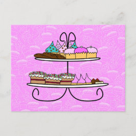 wenskaart - Party Girls - High Tea - cupcakes Briefkaart