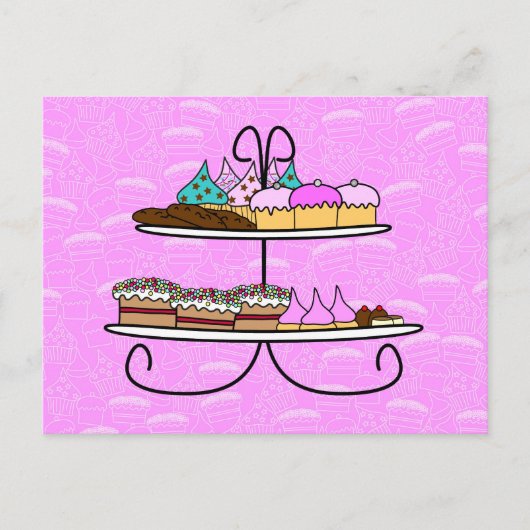wenskaart - Party Girls - High Tea - cupcakes Briefkaart (Voorkant)