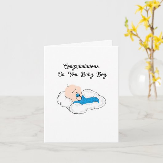 Wenskaart pasgeboren baby kaart (Gele Bloem)