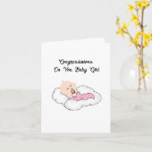 Wenskaart pasgeboren baby meisje kaart (Gele Bloem)