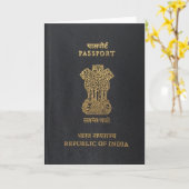 Wenskaart, paspoort, Republiek India Kaart (Gele Bloem)