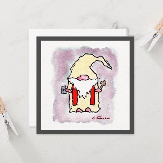 wenskaart "Pastor Gnome" Kaart (Voorkant / Achterkant in situ)