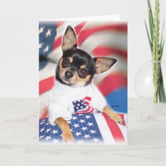 Wenskaart Patriotic Chihuahua Kaart (Voorkant)