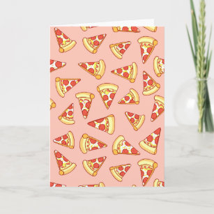 Wenskaart Pepperoni Pizza Drawing Pattern Kaart