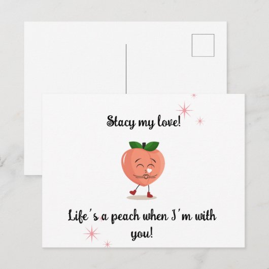 Wenskaart perzik briefkaart (Voorkant / Achterkant)