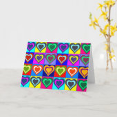 Wenskaart - Pop Kunst Kleurrijke harten Kaart (Gele Bloem)