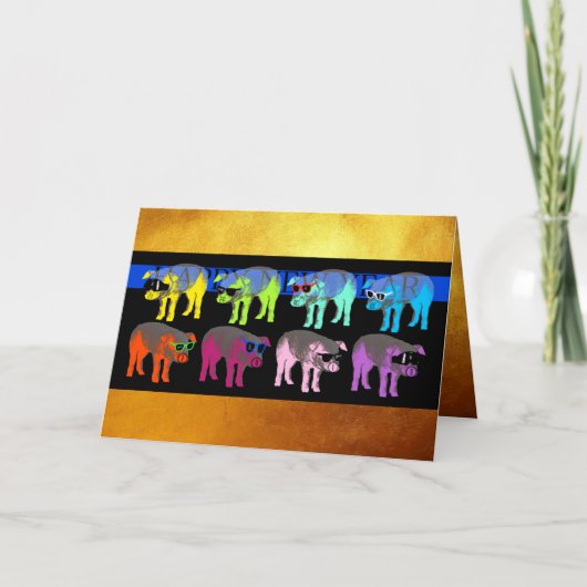 Wenskaart Pop Varkens Chinees nieuwjaar 2019 Feestdagen Kaart (Voorkant)