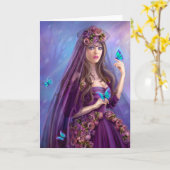 Wenskaart prachtige vrouwenfee kaart (Gele Bloem)