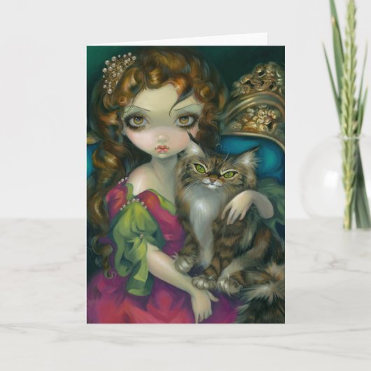 wenskaart "Princess with a Maine Coon Cat" (Prinse Kaart (Voorkant)