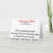 Wenskaart: Racoon Kaart (Achterkant)