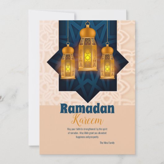 Wenskaart Ramadan Kareem Lantern Feestdagenkaart (Voorkant)