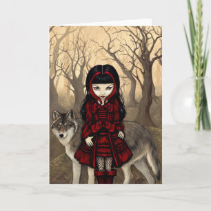 wenskaart "Red Riding Hood in Autumn" Kaart