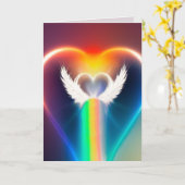 Wenskaart Regenboog Engel Hart Kaart (Gele Bloem)