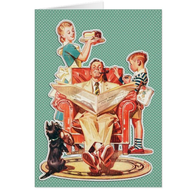 Wenskaart Retro  familie (Voorkant)