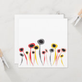 Wenskaart Retro Flowers Kaart (Voorkant / Achterkant in situ)