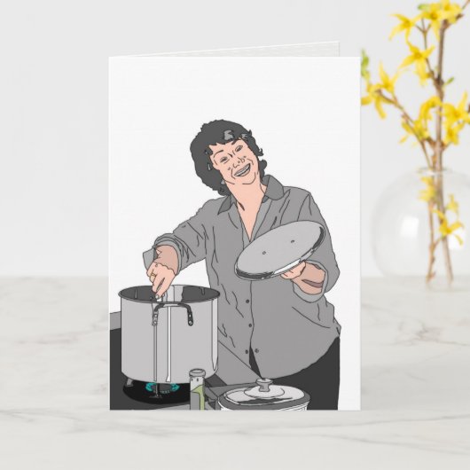 wenskaart "roeren in de pan" kaart (Gele Bloem)