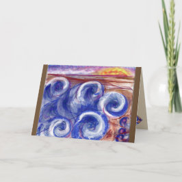 Wenskaart rollende golven die aan je denken kaart