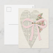  wenskaart, romantisch hart feestdagenkaart (Voorkant / Achterkant)