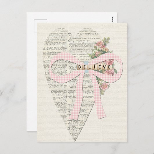  wenskaart, romantisch hart feestdagenkaart (Voorkant / Achterkant)