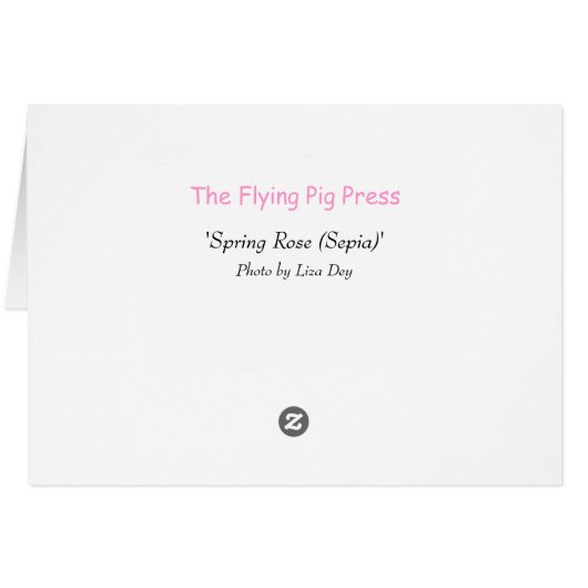 wenskaart "Roos van de lente (Sepia)" (Achterkant Horizontaal)