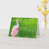 Wenskaart - Roseate Spoonbill Kaart (Gele Bloem)
