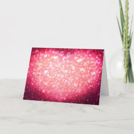 Wenskaart - Roze Hartjes Glitter Feestdagen Kaart