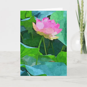 Wenskaart Roze Lotus Abstract Kaart