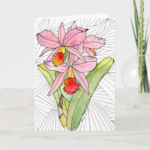 Wenskaart - Roze Orchideeën Kaart