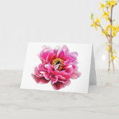 Wenskaart Roze Pioen Kaart (Gele Bloem)