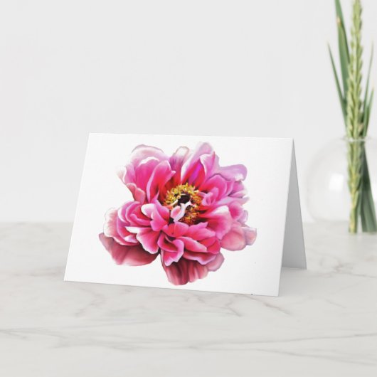 Wenskaart Roze Pioen Kaart (Voorkant)