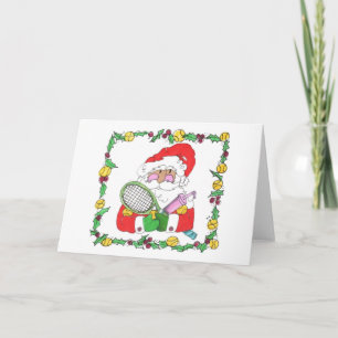 Wenskaart - Santa Tennis Feestdagen Kaart