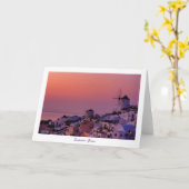 Wenskaart - Santorini Zonsondergang, Griekenland Kaart (Gele Bloem)
