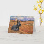 Wenskaart Schotse Terrier Kaart (Gele Bloem)