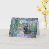 Wenskaart Schotse Terrier Kaart (Gele Bloem)