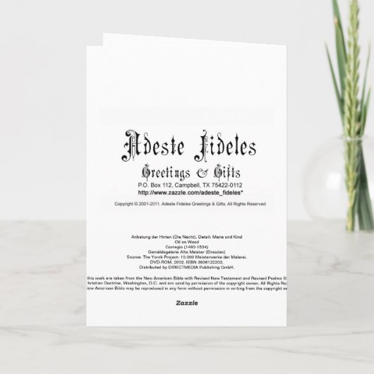 Wenskaart (Schrift): Lukas 2:19 Dauw Goddelijk Feestdagen Kaart (Achterkant)