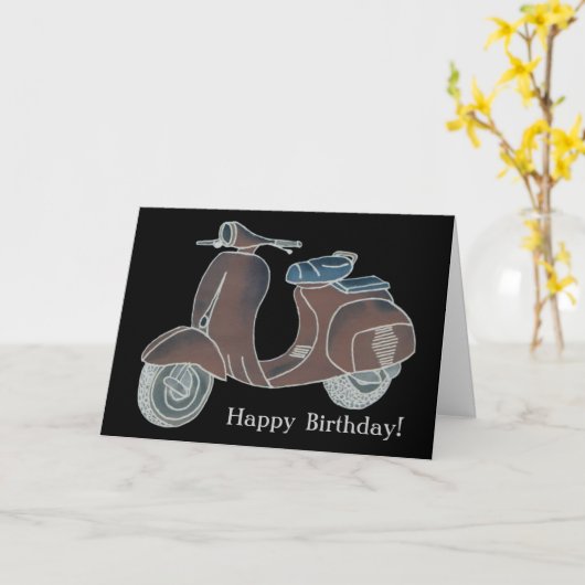 Wenskaart scooter kaart (Gele Bloem)