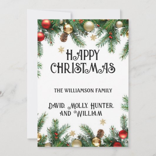 Wenskaart Script Vrolijk Kerstfeest Feestdagenkaart (Voorkant)