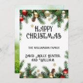 Wenskaart Script Vrolijk Kerstfeest Feestdagenkaart (Voorkant / Achterkant)