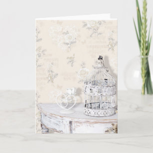 Wenskaart - Shabby Chic Vogelkooi Kaart
