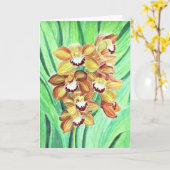Wenskaart - Sinaasappel- en gele orchideeën Kaart (Gele Bloem)