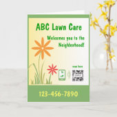 Wenskaart Sjabloon gazon zorg (Gele Bloem)