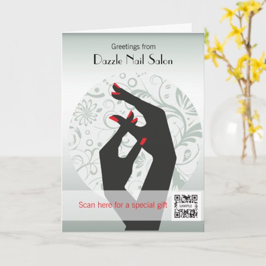 Wenskaart Sjabloon nagelsalon (Gele Bloem)