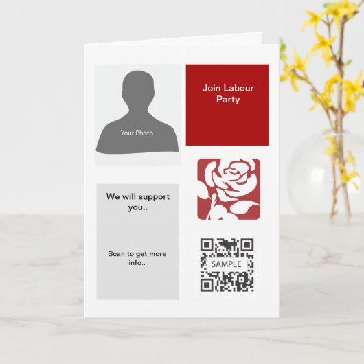 Wenskaart Sjabloon Partij van de Arbeid (Gele Bloem)