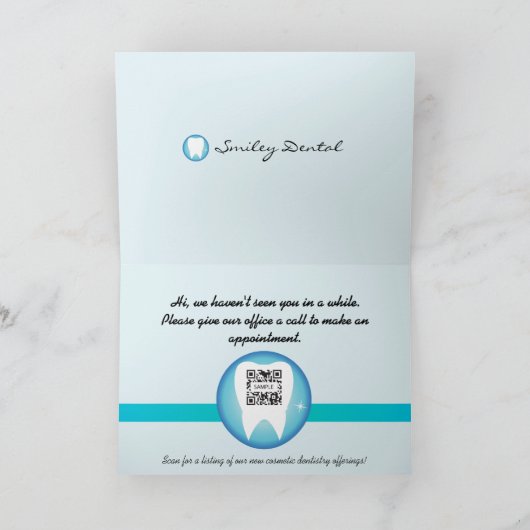 Wenskaart Sjabloon tandheelkundige zorg (Binnen)