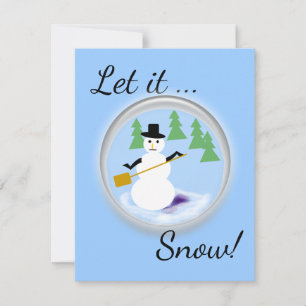 Wenskaart - Sneeuwman Laat het sneeuwen Feestdagenkaart