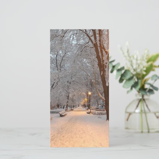 Wenskaart sneeuwwinterparkscène feestdagenkaart (Staand voorkant)