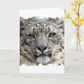 Wenskaart Snow Leopard Kaart (Gele Bloem)